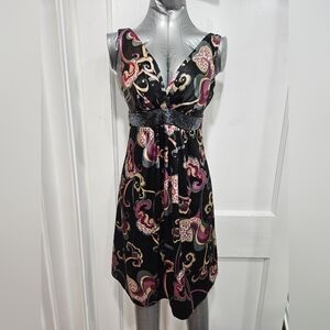 Beata Studio Black and Pink Midi Dress